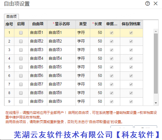 用友畅捷通T+名词解释存货自由项