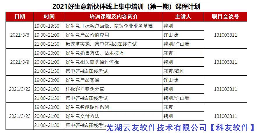 2021好生意新伙伴集训培训安排表